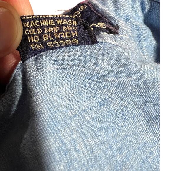 Revenge Shirtmakers Vintage Blue Chambray Military Style Button Down Size M - Picture 7 of 9